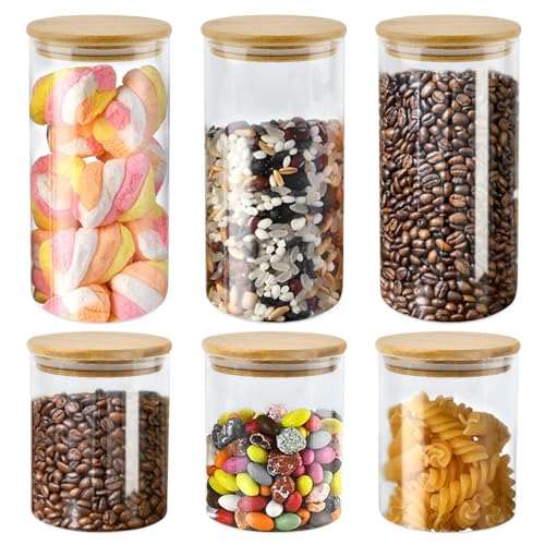 YOPEUC 6pc Vorratsdosen mit Deckel Luftdicht Glas Set, 3×1200ml Aufbewahrungsgläser mit Deckel Verratsgläser und 3×800ml Vorratsdosen Glas mit Deckel, Vorratsgläser mit Deckel für Nudeln, Pasta, Mehl von YOPEUC
