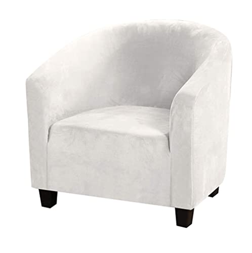 YOPOIY Dehnung verdicken Sesselhusse Abnehmbar Sesselbezug Solide Farbe Cocktailsessel bezug mit elastischem Boden für Wohnzimmer -weiß-1- von YOPOIY