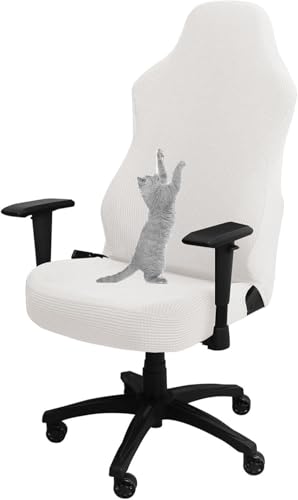 YOPOIY Gaming Stuhl Abdeckung Katze Kratzfest, Stretch Karierten Drehstuhl Slipcover Mit Armlehne Abdeckungen Soft Game Stuhl Abdeckung (Weiß,Einheitsgröße) von YOPOIY