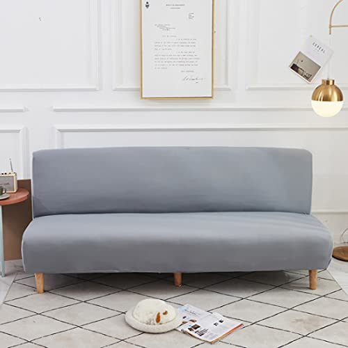 YOPOIY Klappsofa-Abdeckung Stretch-Futon-Schonbezug mit elastischer Unterseite einfarbig Dicker Couch-Abdeckung abnehmbare Futon-Abdeckung mit vollständiger Abdeckung -hellgrau-160-190cm von YOPOIY