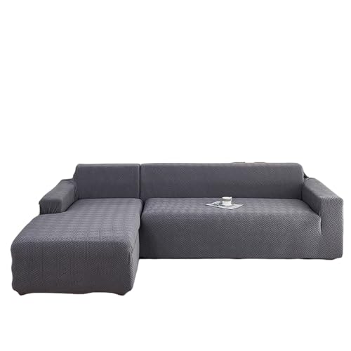 YOPOIY L-förmige Sofabezüge, 2 Stück, Sofabezüge für L-förmiges Sofa, rutschfest, waschbar, Chaiselongue-Bezug, Schutz für Hunde (dunkelgrau, 3+3-Sitzer) von YOPOIY