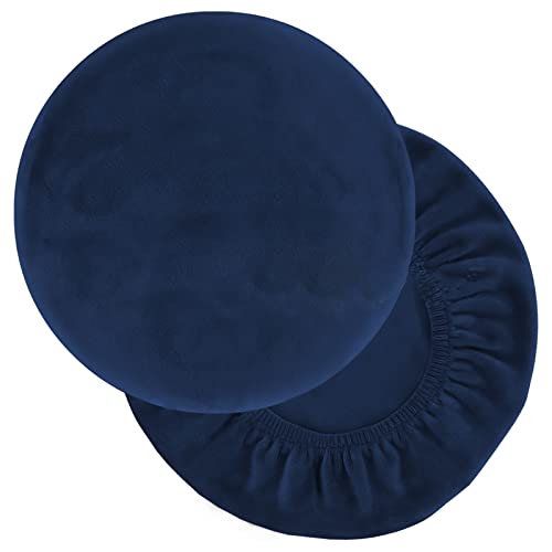 YOPOIY Samt Bar Stuhlhussen 2er-Pack Stretchweich Stuhlbezug rutschfeste Stuhlbezüge abnehmbar Schonbezüge für Küche Esszimmer Café -Navy blau-Medium von YOPOIY