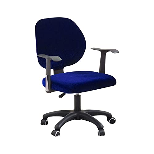 YOPOIY Samt Bürostuhl Bezug 2 Stück, Rückenbezug + Sitzbezug Drehstuhl Bezug Strecken Computer Bürostuhl Bezug Weich Für Drehstuhl -Navy blau-one Size von YOPOIY