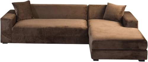 YOPOIY Sektionale Couchbezüge, 2 Stück, L-förmiger Sofa-Schonbezug, Chaiselongue-Schonbezug für Hunde, waschbar, Haustiermöbelschutz (Kaffee, linke Chaise+4-Sitzer) von YOPOIY