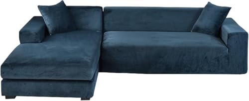 YOPOIY Sektionalsofabezüge, 2 Stück, L-förmige Sofa-Schonbezüge, Chaiselongue-Schonbezug für Hunde, waschbar, Haustiermöbelschutz (Marineblau, rechter Chaisel + 3-Sitzer) von YOPOIY