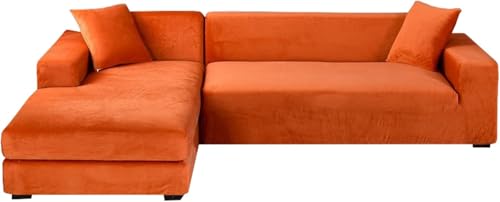 YOPOIY Sektionalsofabezüge, 2 Stück, L-förmiger Sofa-Schonbezug, Chaiselongue-Schonbezug für Hunde, waschbar, Haustiermöbelschutz (Orange, Chaiselongue rechts + 4-Sitzer) von YOPOIY