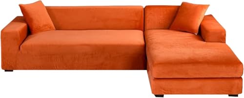 YOPOIY Sektionalsofabezüge, 2 Stück, L-förmiger Sofa-Schonbezug, Chaiselongue-Schonbezug für Hunde, waschbar, Haustiermöbelschutz (Orange, linker Chaise+3-Sitzer) von YOPOIY