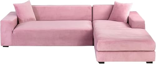 YOPOIY Sektionalsofabezüge, 2 Stück, L-förmiger Sofa-Schonbezug, Chaiselongue-Schonbezug für Hunde, waschbar, Haustiermöbelschutz (Rosa, linker Chaise+3-Sitzer) von YOPOIY