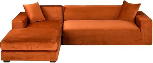 YOPOIY Sektionalsofabezüge, 2 Stück, L-förmiger Sofa-Schonbezug, Chaiselongue-Schonbezug für Hunde, waschbar, Haustiermöbelschutz (orange, Chaiselongue rechts + 2-Sitzer) von YOPOIY