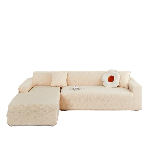YOPOIY Sektionalsofabezüge, Stretch-L-Form, Sofa-Schonbezüge, weich, waschbar, 2 Stück, Couchbezug, Möbelschutz (Beige, 4 + 2 Sitzer) von YOPOIY