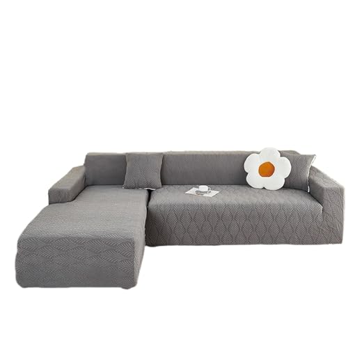 YOPOIY Sektionalsofabezüge, Stretch-L-Form, Sofa-Schonbezüge, weich, waschbar, 2 Stück, Couchbezug, Möbelschutz (dunkelgrau, 3 + 2 Sitzer) von YOPOIY