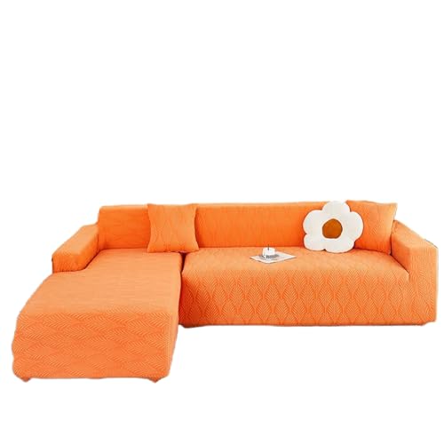 YOPOIY Sektionalsofabezüge, Stretch-L-Form, Sofa-Schonbezüge, weicher Sektionssofabezug, waschbar, 2 Stück, Couchbezug, Möbelschutz (orange, 4 + 4 Sitzer) von YOPOIY