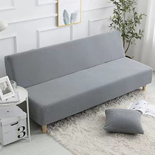 YOPOIY Stretch-Futon-Abdeckung All-Inclusive-Verdickung Armlose Schlafsofa-Abdeckung Einfarbiger Anti-Rutsch-Schutz für Couch ohne Armlehnen Universal -hellgrau-160-180cm von YOPOIY