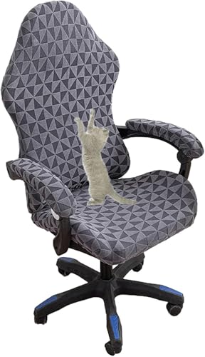 YOPOIY Stretch Gaming Stuhl Abdeckung Katze Kratzfest, Computer Stuhl Slipcover Mit Sessel Deckt Weiche Abnehmbare Spiel Stuhl Abdeckung (Dunkelgrau,Einheitsgröße) von YOPOIY