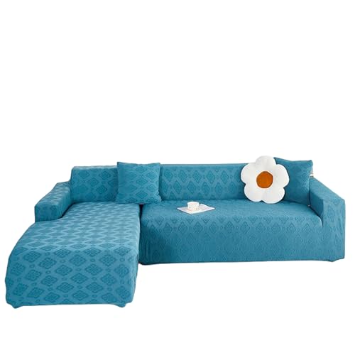 YOPOIY Stretch-Sofa-Schonbezüge, L-förmige Sofabezüge mit elastischer Unterseite, Chaiselongue-Bezüge, waschbarer Möbelschutz für Wohnzimmer (blau, 4 + 2-Sitzer) von YOPOIY