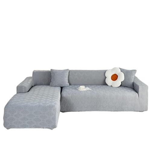 YOPOIY Stretch-Sofa-Schonbezüge, L-förmige Sofabezüge mit elastischer Unterseite, Chaiselongue-Bezüge, waschbarer Möbelschutz für Wohnzimmer (dunkelgrau, 4+4-Sitzer) von YOPOIY