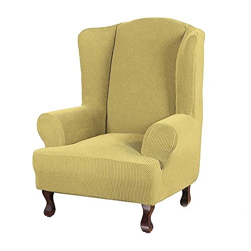 YOPOIY Wasserdicht Ohrensessel Überzug 1 Stück Super Stretch Super Soft Stilvoll Husse für Ohrensessel Maschinenwaschbare Rutschfestigkeit -gelb- von YOPOIY