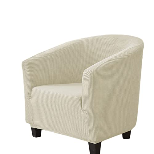 YOPOIY dehnen Wannenstuhlbezug Jacquard Waschbar Club Chair Schonbezug Sanft Polyester hoher Dehnung Sessel für Living Room Bar Counter Hotel -Elfenbeinweiß-Zweiteilig (inkl. Kissenbezug) von YOPOIY