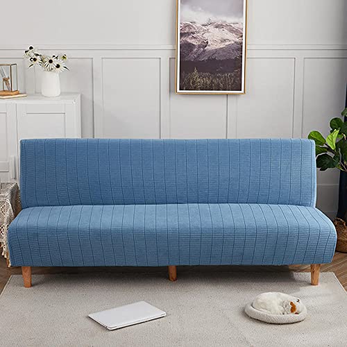 YOPOIY hohe Dehnung Sofabezug ohne Armlehnen Mit reich Strukturiertem Karomuster aus hohem Polyester Armless Schlafsofa-Bezüge Waschmaschinenfest Sofabezug Armlose -blau-190-210cm von YOPOIY