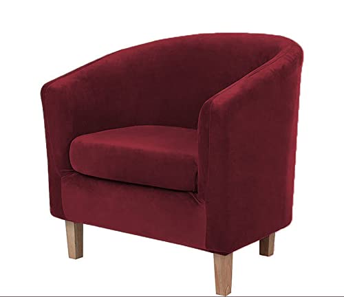 YOPOIY verdicken Sesselhusse Taillierter Stretch Sesselbezug Erstklassige Volltonfarbe Cocktailsessel bezug mit elastischer Unterseite maschinenwaschbar -rot- von YOPOIY