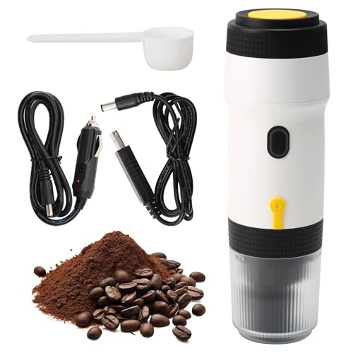 YOPOTIKA Tragbare Elektrische Espressomaschine, Kleine Selbsterhitzung Reise Espresso Kaffeemaschine (aufladbar USB/ 12V Auto kleine Reise), kompatibel mit NES/DG Kapsel& Gemahlenem Kaffee, 60ml Tank von YOPOTIKA