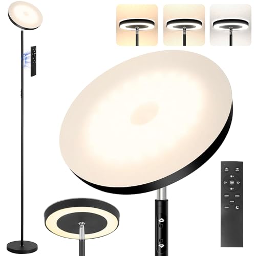 Stehlampe, 36W/3600LM Superhelle LED Moderne Stehlampe, 3 Farbtemperaturen Torchiere Sky Lamps, Dimmbares Leselicht, Fernbedienung & Touch Control für Wohnzimmer, Schlafzimmer, Büro(Monolicht) von YOPSTAR
