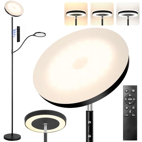 YOPSTAR LED Stehlampe, 36W/3000LM Superhelle moderne Stehleuchte, 3 Farbtemperaturen Torchiere Himmelsleuchte mit Dimmbarem Leselicht, Fernbedienung & Touch Control für Wohnzimmer, Schlafzimmer, Büro YOPSTAR LED Stehlampe, 36W/3000LM Superhelle moderne Stehleuchte, 3 Farbtemperaturen Torchiere Himmelsleuchte mit Dimmbarem Leselicht, Fernbedienung & Touch Control für Wohnzimmer, Schlafzimmer, Büro von YOPSTAR