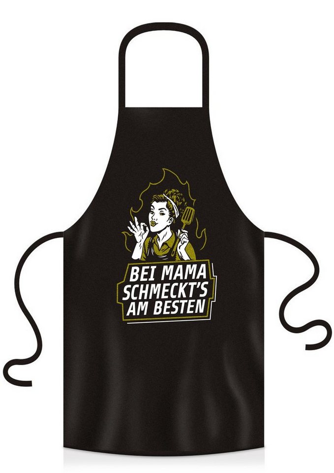 YORA Grillschürze für Frauen lustig - Bei Mama schmeckts am besten, (Set, 2-tlg., Grillschürze + personalisierbarer Urkunde), das perfekte Geschenk für alle Männer, die Grillen lieben von YORA