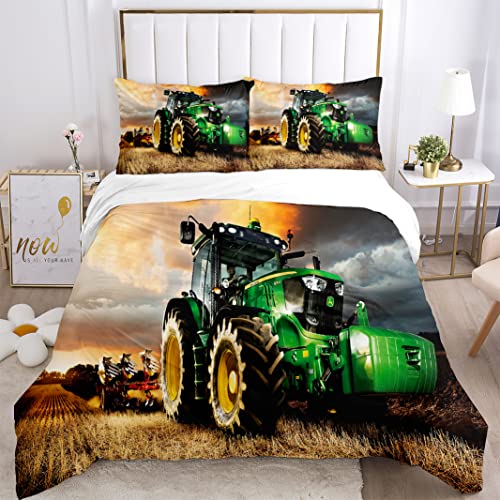 YORDET 3D Traktor Bettwäsche Set Kinder Bettwäsche,Weiches und Bequemes,Mikrofaser Bettbezüge, für Couch und Sofa, Picknick, Strand (C, 135x200cm) von YORDET