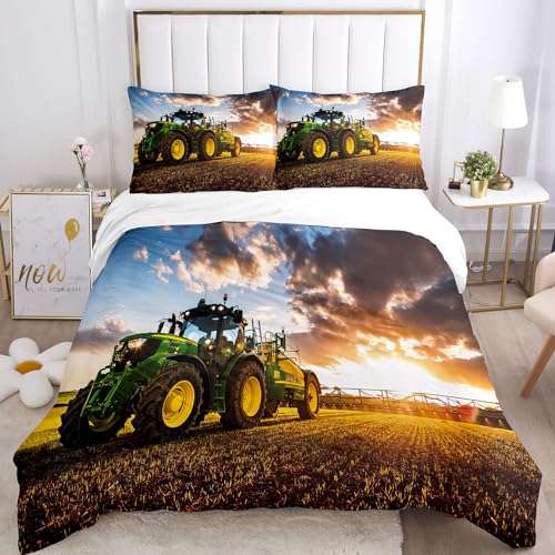 YORDET 3D Traktor Bettwäsche Set Kinder Bettwäsche,Weiches und Bequemes,Mikrofaser Bettbezüge, für Couch und Sofa, Picknick, Strand (E, 135x200cm) von YORDET