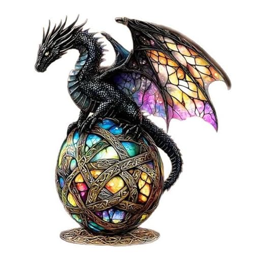 Eine faszinierende Drachenstatue aus farbigem Glas mit einem gotischen Fantasie-Design auf einem Globus, ideal für Ihr Zuhause. Eine faszinierende Drachenstatue aus farbigem Glas mit einem gotischen Fantasie-Design auf einem Globus, ideal für Ihr Zuhause. von YORISMAL