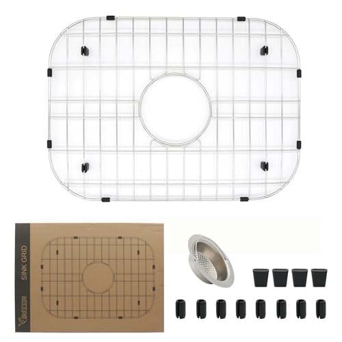 Spülbeckenschutz für Küchenspüle, 46,7 x 34,5 cm, Edelstahl-Spülengitter mit Mittelablauf, 304 Edelstahl-Spülbeckenschutz mit Abflusssieb und schützenden Gummifüßen Spülbeckenschutz für Küchenspüle, 46,7 x 34,5 cm, Edelstahl-Spülengitter mit Mittelablauf, 304 Edelstahl-Spülbeckenschutz mit Abflusssieb und schützenden Gummifüßen von YORZSDI