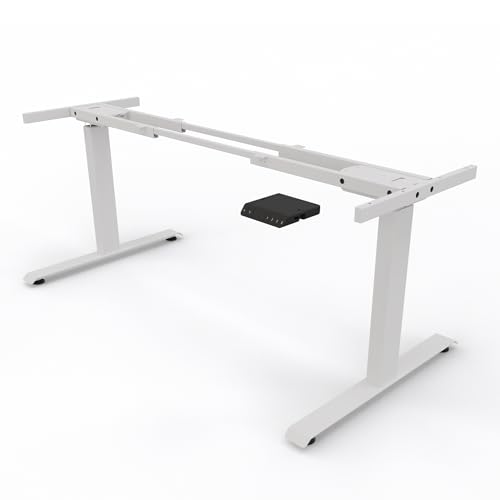 YOS T5 Gestell Weiß für höhenverstellbarer Schreibtisch | Gestell - elektrisch Verstellbarer Schreibtisch, ergonomischer Stehtisch - für alle Plattengrößen von 110 bis 200 cm | Profiqualität von YOS