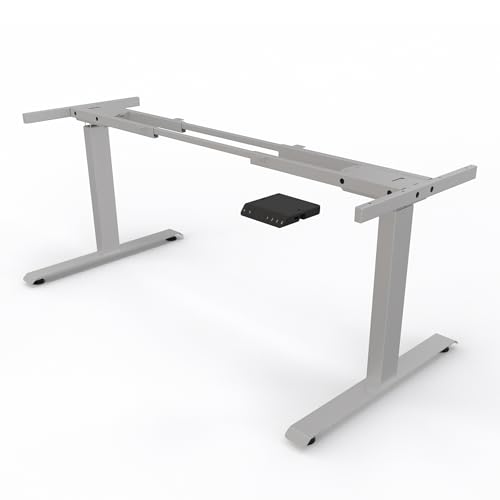 YOS T5 Gestell Silber für höhenverstellbarer Schreibtisch | Gestell - elektrisch Verstellbarer Schreibtisch, ergonomischer Stehtisch - für alle Plattengrößen von 110 bis 200 cm | Profiqualität von YOS