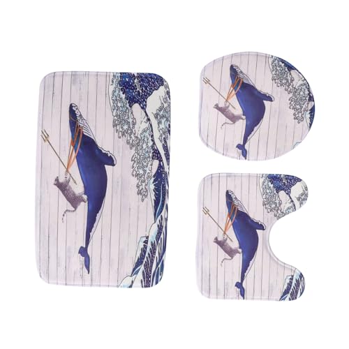 YOSADIER 1 Satz Badezimmer Matte Set wc Teppich toiletten Teppich Duschmatten-Set bezug für toilettendeckel Bathroom mat Set Abdeckung Boden Saugfähig WC-Sitzbezug Badezimmer-Toilettenmatte von YOSADIER