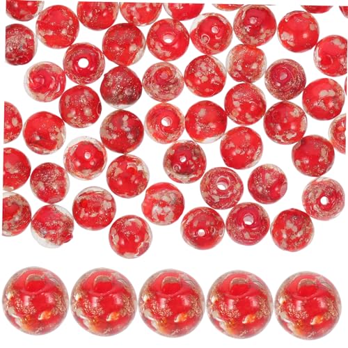 YOSADIER 100 Stück Leuchtende Kristallperlen Perlen für Schmuckhersteller klein glühen groß Klare Perlen Runde Perlen funkelnde Perlen Anzahl Armbandperlen Schmuckperlen DIY-Perlen Glas rot von YOSADIER