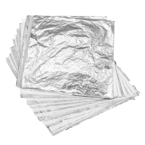 YOSADIER 100 Stück Silberfolie Imitation für DIY Kunsthandwerk und Möbel Dekoration Hochwertige Blattsilber für Kreative Projekte und Innenraumgestaltung von YOSADIER