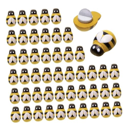 YOSADIER 100Stücke Holz Bienen Dekorationen Selbstklebend DIY Honeybee Ornamente für Handwerk Mini Holzbienen für Taschen Kleidung und von YOSADIER