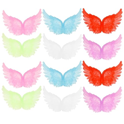 YOSADIER 12 Stück Luminous Angel Wing Patches Halbtransparente Leuchtende Engel Flügel für Weihnachtsbaum Dekoration und Kostüm Accessoires für DIY Projekte von YOSADIER