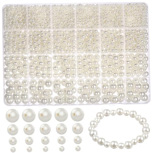 YOSADIER 1Satz Kunstperlen für Schmuckherstellung Weiße Perlen Elastisches Band Bastelset für Armbänder und Ohrringe YOSADIER 1Satz Kunstperlen für Schmuckherstellung Weiße Perlen Elastisches Band Bastelset für Armbänder und Ohrringe von YOSADIER