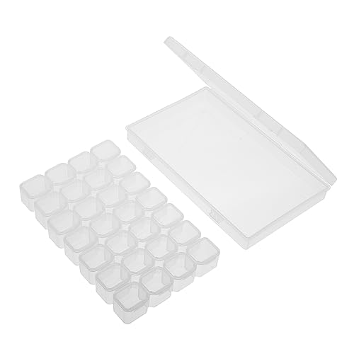 YOSADIER Dekorative Aufbewahrungsbox für Perlen 28-Fächer Tragbar Strapazierfähigem Kunststoff für Schmuck und Nagelkunstzubehör Transparente Aufbewahrungslösung von YOSADIER