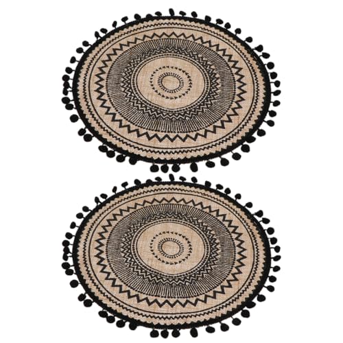 YOSADIER 2 Stück Gewebte Tischsets aus Hitzebeständige Untersetzer für Getränke Runde Platzmatten für Zuhause und Restaurant Dekorative Isoliermatten in Natürlichem Boho Stil YOSADIER 2 Stück Gewebte Tischsets aus Hitzebeständige Untersetzer für Getränke Runde Platzmatten für Zuhause und Restaurant Dekorative Isoliermatten in Natürlichem Boho Stil von YOSADIER