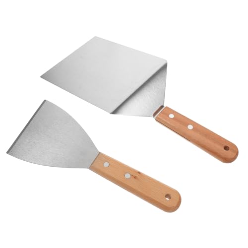 YOSADIER 2 Stück Edelstahl Grillspachtel mit Breitem Kopf Ergonomischem Griff Vielseitig Einsetzbar für BBQ Kochen Teppanyaki Einfache Reinigung Robuste Grillwender für Küche von YOSADIER
