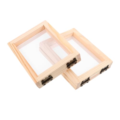 YOSADIER 2 Stück Holzrahmen Papierherstellung Kleine Handgefertigte Papierrahmen aus Langlebigem Holz DIY Bastelmaterial für Kreative Kunstwerke und Individuelle Wohnraumdekoration von YOSADIER