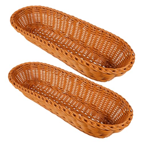YOSADIER 2 Stück Teiliges Handgewebtes Imitation rattan Servierkorb Luftzirkulation Vielseitiger Brotkorb und Obstkorb für Küche Tisch und Restaurant Stabile und Wiederverwendbar von YOSADIER