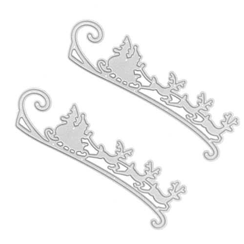 YOSADIER 2 Stücke Schlitten Präge Stirbt Vorlage Schneiden Metall Schablone Rodeln DIY Mold Weihnachten Sammelalbum Deer von YOSADIER