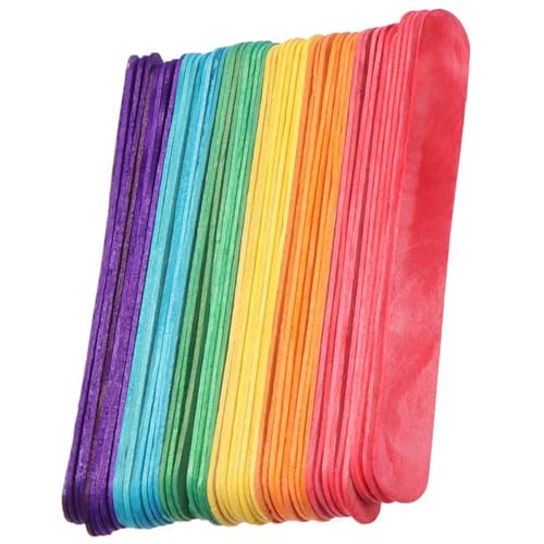 YOSADIER 200 Stück Jumbo Holzstiele zum Basteln Bunte Stiele aus Lebensmittelechtem Naturholz Langlebige DIY Craft Making Sticks für Eisformen und Bastelprojekte von YOSADIER