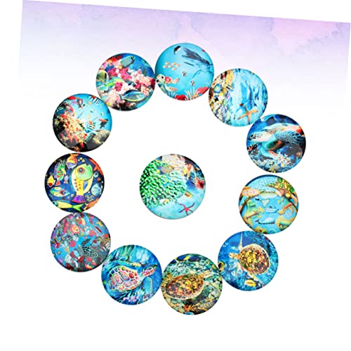 YOSADIER 20Stücke DIY Glasaufkleber Kreative Runde Edelsteine für Schmuck und Bastelprojekte mit Zarten Ozeanmuster Designs für Dekorationen Uhren Bildern von YOSADIER