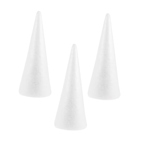 YOSADIER 3 Stück Schaumkegel Schaumstoff-Handwerksbaum DIY DIY Bastelkegel Handwerk Baum handgefertigter Schaumstoffkegel Skulpturenkegel Kinderkegelhandwerk Weiß von YOSADIER
