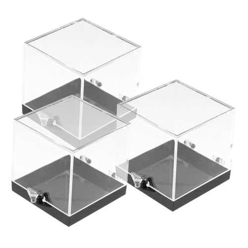 YOSADIER 3 Stück Schmuck-Display-Box Planke Deckel Abteil Würfel Münze kleine Box kunststoffbox Schmuckbox Präsentationsbox mineralischer Musterkoffer Löschen Sie die Anzeige Plastik Black von YOSADIER